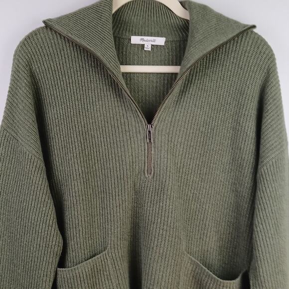Madewell SZ M Glenbrook Half-Zip Pullover Sweater In Palm - Picture 3 of 5